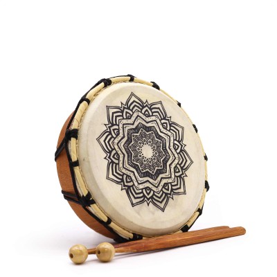 Schamanistische Mandala-Trommel mit Stöcken – 20 cm