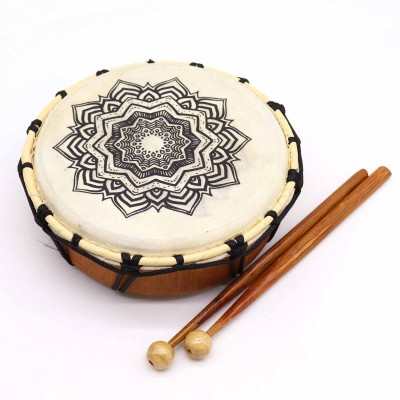 Schamanistische Mandala-Trommel mit Stöcken – 20 cm