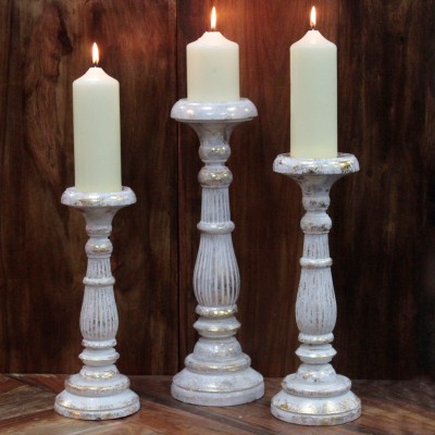 Vintage Kerzenständer – Groß – Weißgold