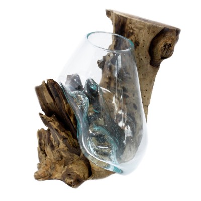 Geschmolzenes Glas auf Holz – Hängeschale