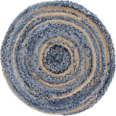 Runder Teppich aus Jute und recyceltem Denim – 150 cm
