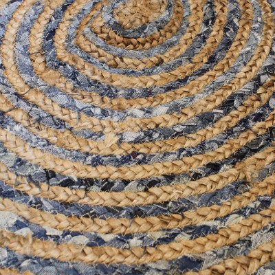 Runder Teppich aus Jute und recyceltem Denim – 150 cm