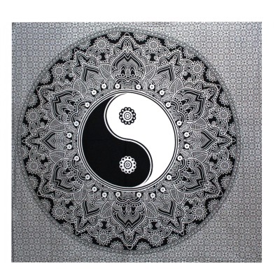 Schwarz-weiße Tagesdecke (Doppelbett) – Yin Yang