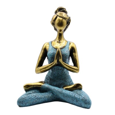 Yoga-Dame-Figur – Bronze und Türkis, 24 cm