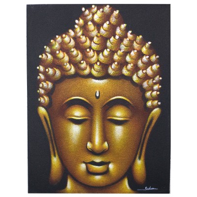 Buddha-Bild - Sandgestrahlt - Gold