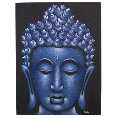 Buddha-Bild - Sandgestrahlt - Blau