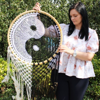 Lapač Snov Bali - Extra veľký Yin Yang 50cm