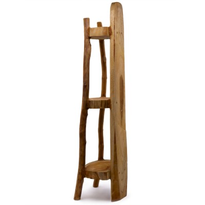 Természetes teak rózsafüzér állvány 3 polccal - 90cm