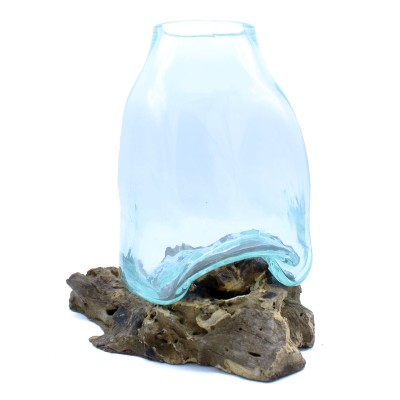 Geschmolzenes Glas auf Holz – Große Vase